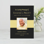 Black and Gold Funeral Memorial Card Kaart (Staand voorkant)