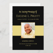 Black and Gold Funeral Memorial Card Kaart (Voorkant / Achterkant)