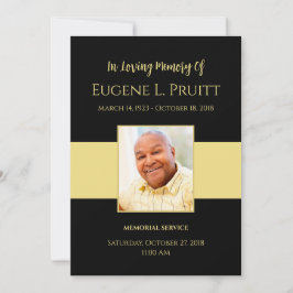 Black and Gold Funeral Memorial Card Kaart