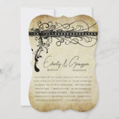 Black and Gold Funky Elegant Swirls Wedding Invite Kaart (Voorkant)