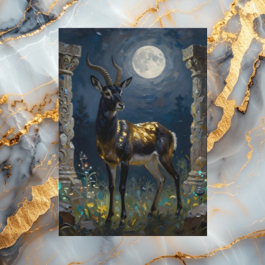 Black and Gold Gazelle Themed Happy Birthday Kaart