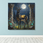 Black and Gold Gazelle | Wildlife Illustration Canvas Afdruk (Insitu (Houten vloer))