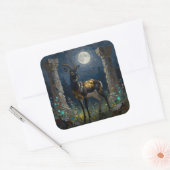 Black and Gold Gazelle | Wildlife Illustration Vierkante Sticker (Envelop)