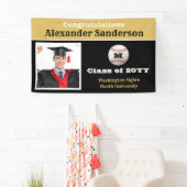 Black and Gold Gefeliciteerd Baseball Afstuderen Spandoek (Insitu)