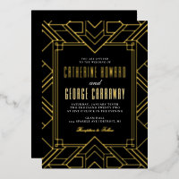 Black and Gold Geometric Gatsby Wedding