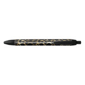 Black and Gold Giraffe Pattern Zwarte Inkt Pen (Achterkant)
