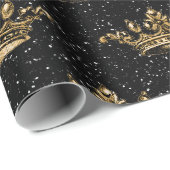 Black and Gold Glam Crown Pattern Cadeaupapier (Rol Hoek)