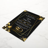 Black and Gold Glam Luxury Wedding Invitation Folie Uitnodiging (Gedraaid)
