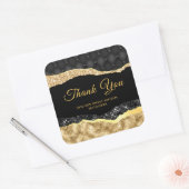 Black and Gold Glam Tears Sweet Sixteen Dank je we Vierkante Sticker (Envelop)