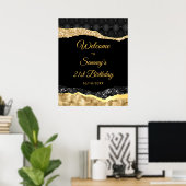 Black and Gold Glam Tears Verjaardag Welkom Poster (Thuiskantoor)