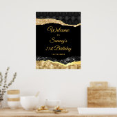 Black and Gold Glam Tears Verjaardag Welkom Poster (Keuken)