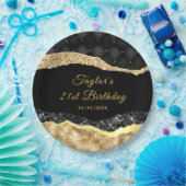 Black and Gold Glam Tears Verjaardagsfeest Papieren Bordje (Feest)