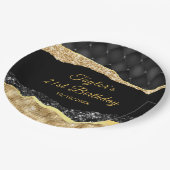 Black and Gold Glam Tears Verjaardagsfeest Papieren Bordje (Gekanteld)
