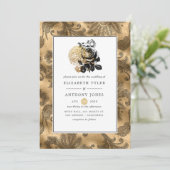 Black and Gold Glam Wedding Kaart (Staand voorkant)