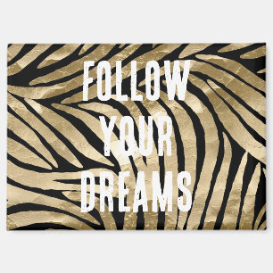 Black and Gold Glam Zebra Dreams Magneet