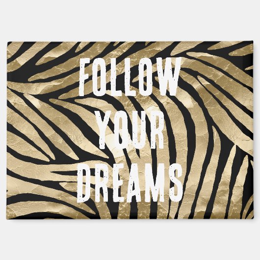 Black and Gold Glam Zebra Dreams Magneet (Voorkant)