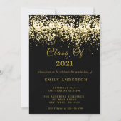 Black and Gold Glitter Afstuderen 2021 Kaart (Voorkant)
