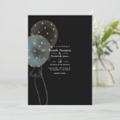 Black and Gold Glitter Balloon Wedding Kaart (Staand voorkant)
