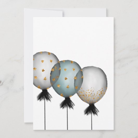 Black and Gold Glitter Balloon Wedding Save The Date (Achterkant)