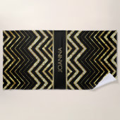 Black and Gold Glitter Chevron Strandlaken (Voorkant)
