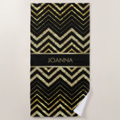 Black and Gold Glitter Chevron Strandlaken (Voorkant)