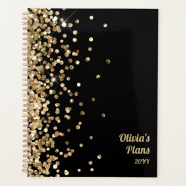 Black and Gold Glitter Custom Planner | Name Year