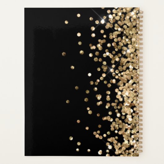 Black and Gold Glitter Custom Planner | Name Year (Achterkant)
