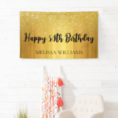 Black and Gold Glitter Happy 50th Birthday Spandoek (Insitu)