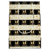 Black and gold glitter, happy birthday, script medium cadeauzakje (Achterkant)