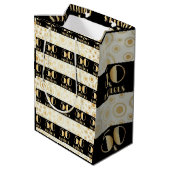 Black and gold glitter, happy birthday, script medium cadeauzakje (Achterkant Gekanteld)