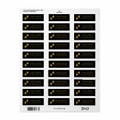 Black And Gold Glitter Heart Return Address Etiket (Full Sheet)