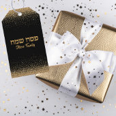 Black and Gold Glitter Hebrew Happy Passover Cadeaulabel