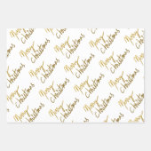 Black and Gold Glitter Merry-kersttypografie Inpakpapier Vel (Voorkant)