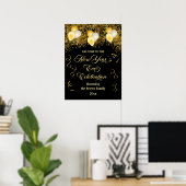 Black and Gold Glitter New Year's Eve Party  Poster (Thuiskantoor)