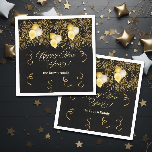 Black and Gold Glitter New Year's Eve Party  Servet