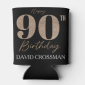 Black and Gold Glitter Numeral 90th Birthday  Blikjeskoeler (Achterkant)