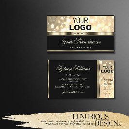 Black and Gold Glitter Sparkle Stars toevoegen Log Visitekaartje