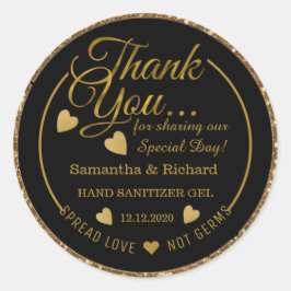 Black and Gold Glitter Spread Love Hartelijk dank Ronde Sticker