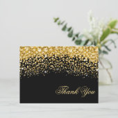 Black and Gold Glitter Weddenschap Hartelijk dank Bedankkaart (Staand voorkant)