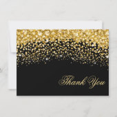 Black and Gold Glitter Weddenschap Hartelijk dank Bedankkaart (Voorkant)