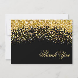 Black and Gold Glitter Weddenschap Hartelijk dank Bedankkaart