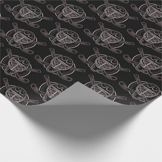 Black and Gold Goalie Mask Cadeaupapier (Hoek)