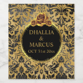 Black And Gold Goth Pattern  Wijn Etiket (Enkel label)