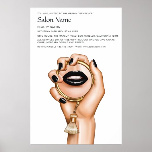Black and Gold Gothic Beauty Salon Poster openen (Voorkant)