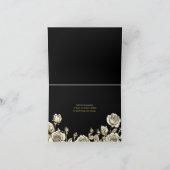 Black And Gold Gothic Floral Skulls Wedding Bedankkaart (Binnen)