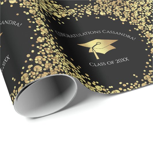 Black and Gold Graduation Cadeaupapier (Rol Hoek)