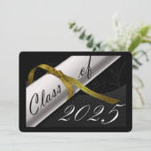 Black and Gold Graduation Party Kaart (Staand voorkant)