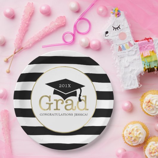 Black and Gold Graduation Party Papieren Bordje (Feest)