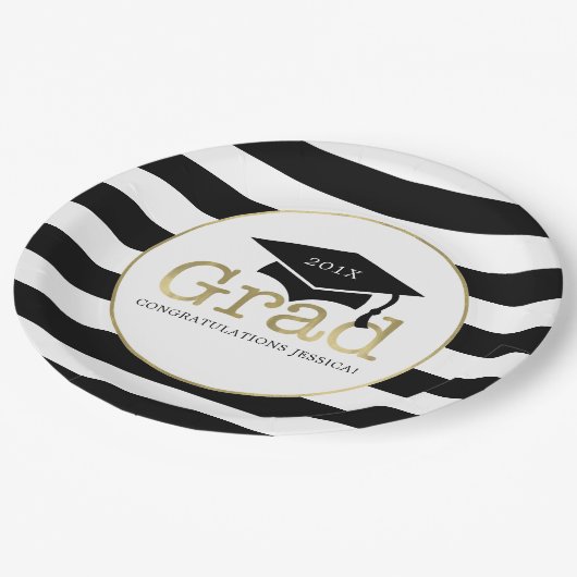 Black and Gold Graduation Party Papieren Bordje (Gekanteld)