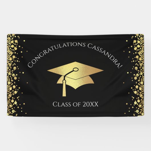 Black and Gold Graduation Spandoek (Horizontaal)